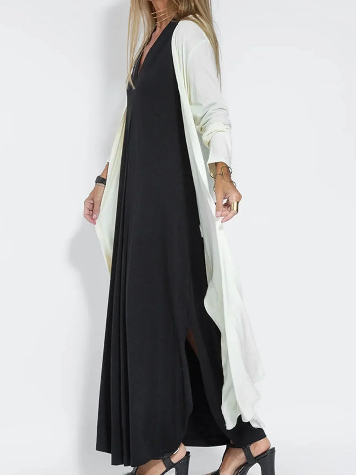 Vestido Maxi Sin Mangas de Cuello en V de Talla Grande