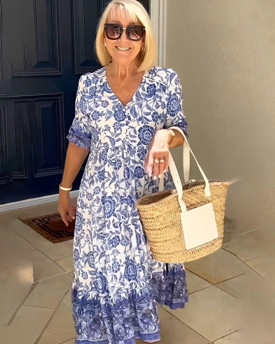 Keisha | Vestido Maxi Floral con Escote en V Elegante