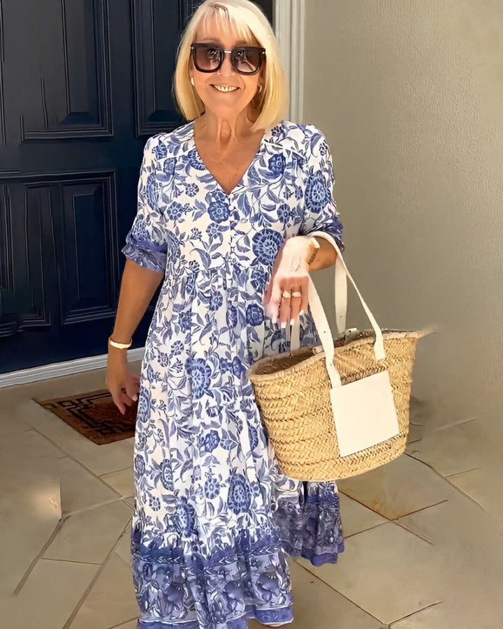 Keisha | Vestido Maxi Floral con Escote en V Elegante