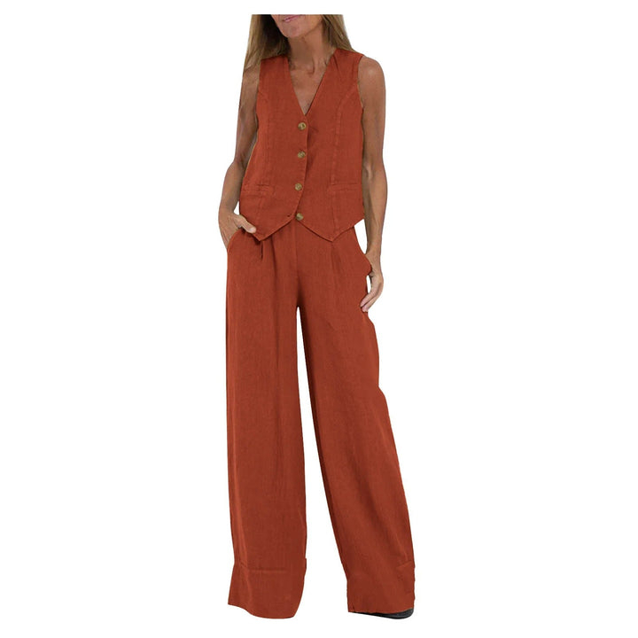 Abril | Conjunto de Chaleco a Medida y Pantalones de Pierna Ancha de Algodón