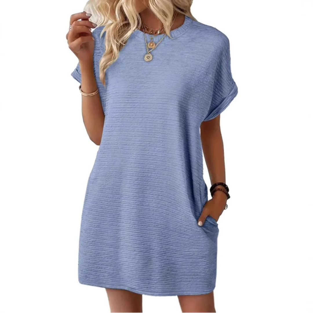 EVASHA™ | Vestido Mini de Verano Casual Minimalista con Cuello Redondo