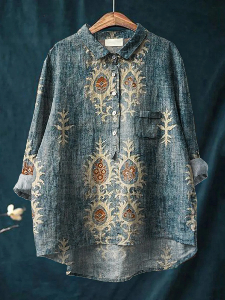 Nina | Camisa Casual de Arte Floral Étnico Vintage para Mujeres