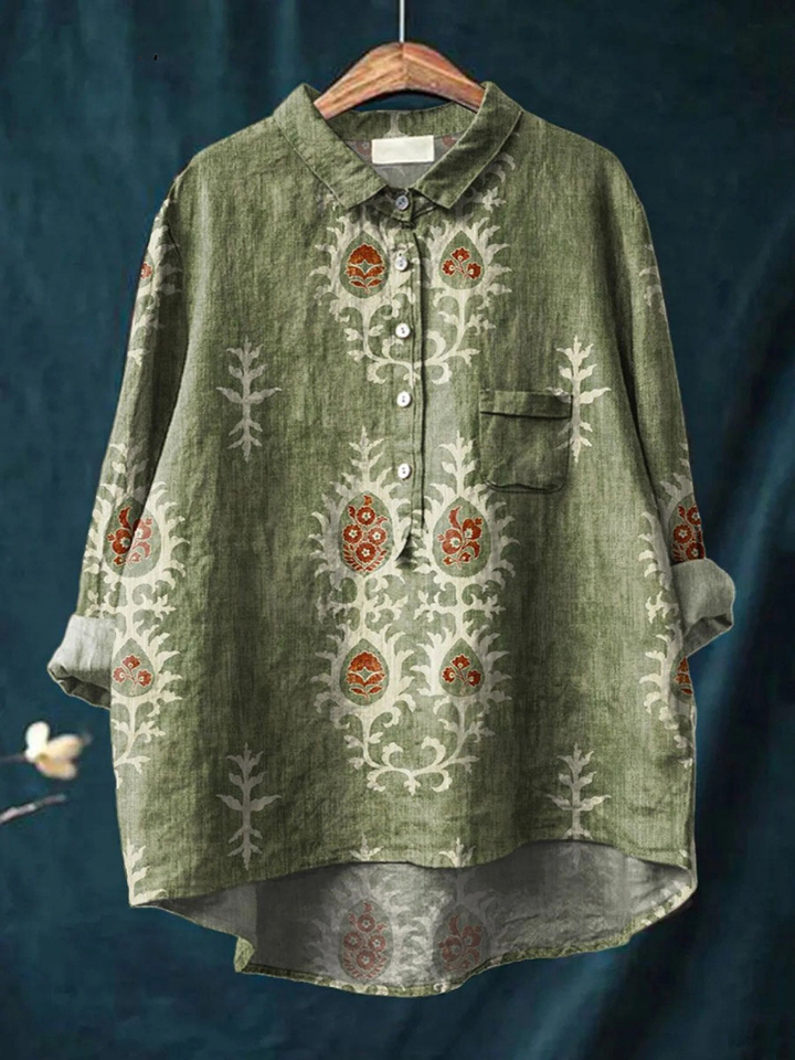 Nina | Camisa Casual de Arte Floral Étnico Vintage para Mujeres