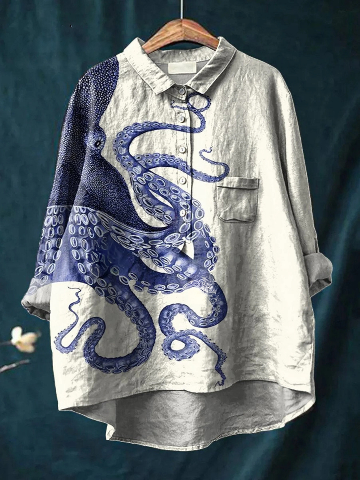 Elissa | Camiseta Casual con Estampado de Tentáculos de Pulpo del Mar Profundo para Mujeres