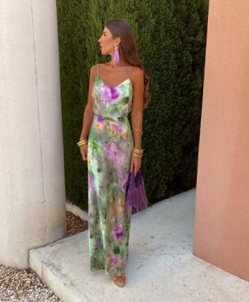Anisten™ | Vestido Maxi Elegante con Patrón Halo-Dye y Chal Desprendible