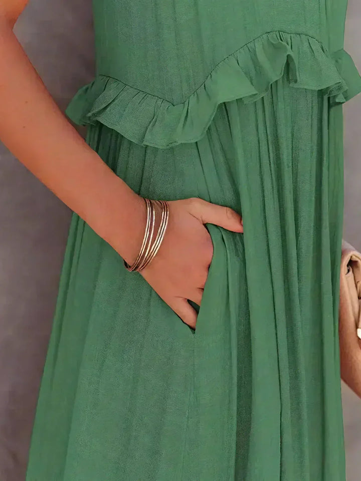 Robyn - Vestido Maxi con Volantes y Cuello Halter