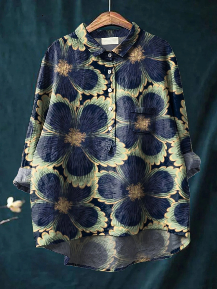 Avielle | Camisa Casual de Arte Floral Vintage para Mujeres