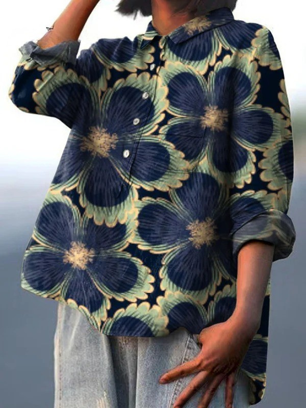 Avielle | Camisa Casual de Arte Floral Vintage para Mujeres