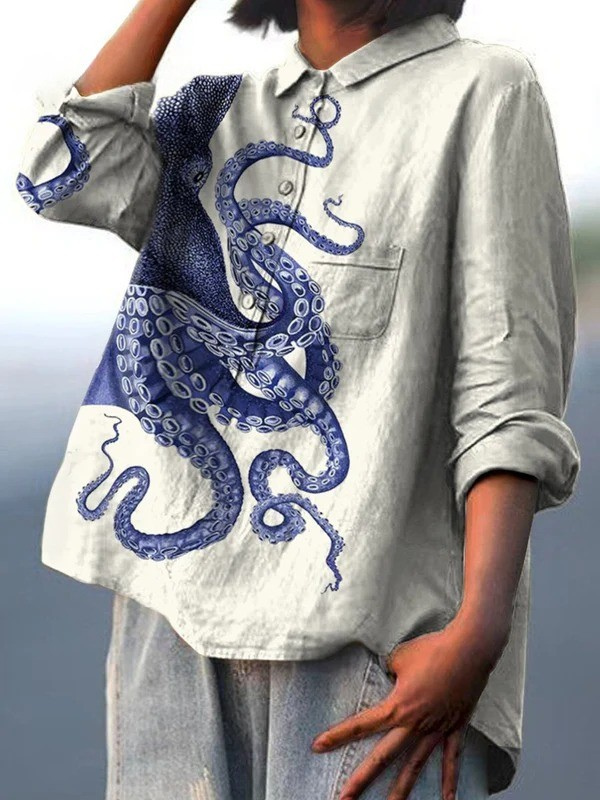 Elissa | Camiseta Casual con Estampado de Tentáculos de Pulpo del Mar Profundo para Mujeres
