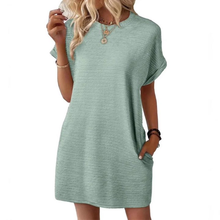 EVASHA™ | Vestido Mini de Verano Casual Minimalista con Cuello Redondo