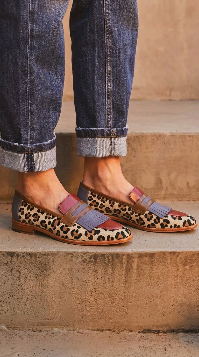 Zelda - Elegante Mocasín de Leopardo