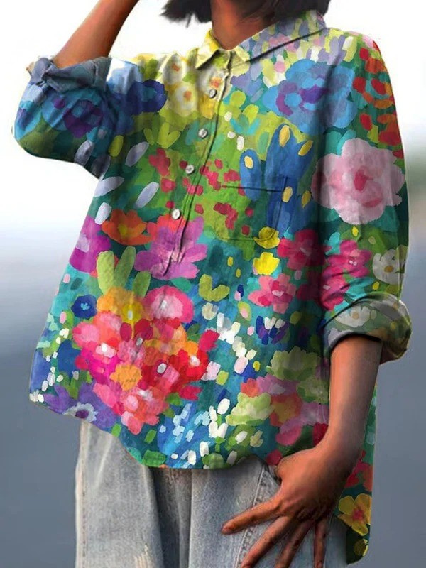 Jasimne | Camisa Casual Vintage Floral Encantadora para Mujeres