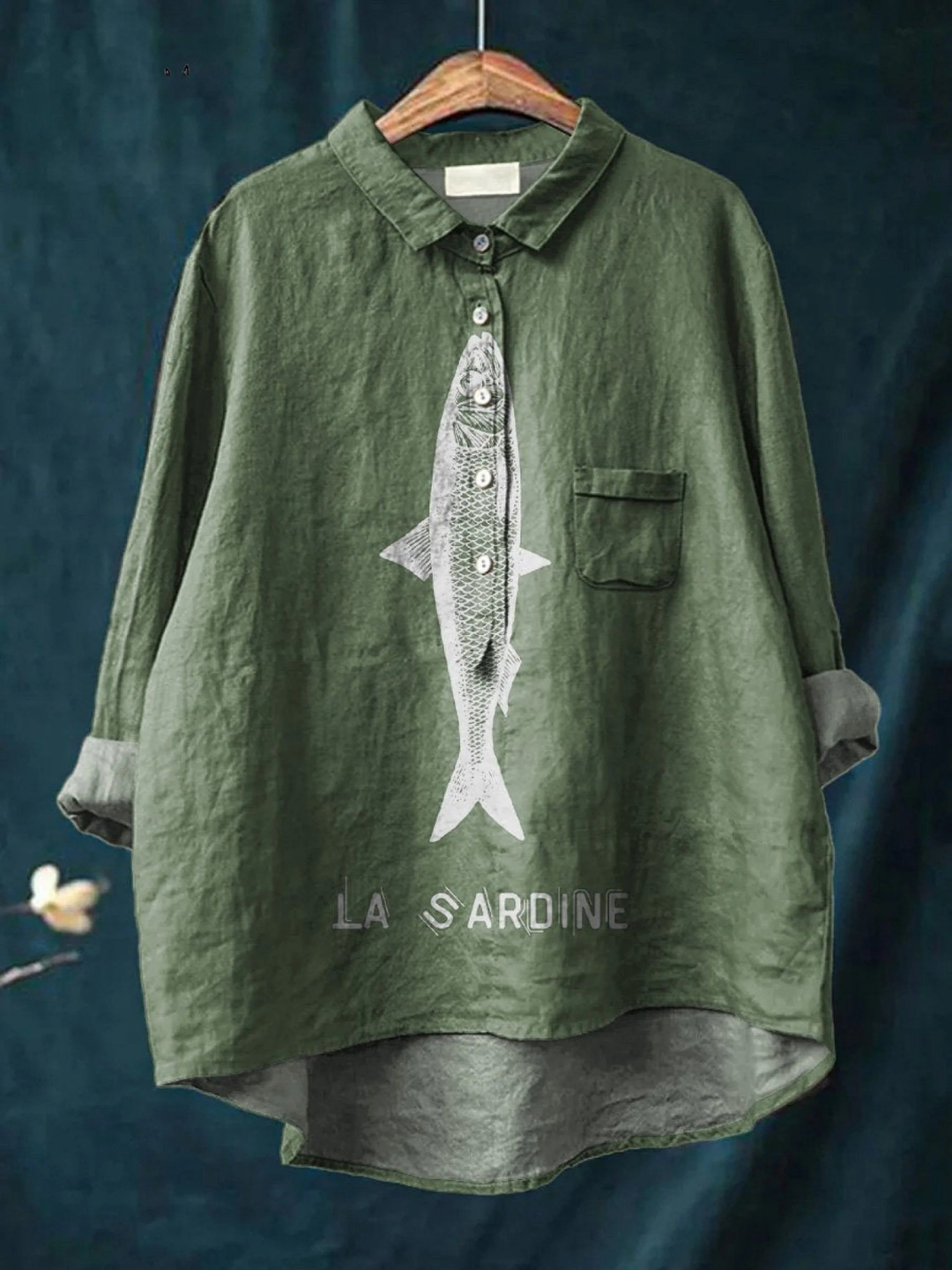 Faye | Camiseta Casual Impresa con Gráfico de Sardina para Mujeres