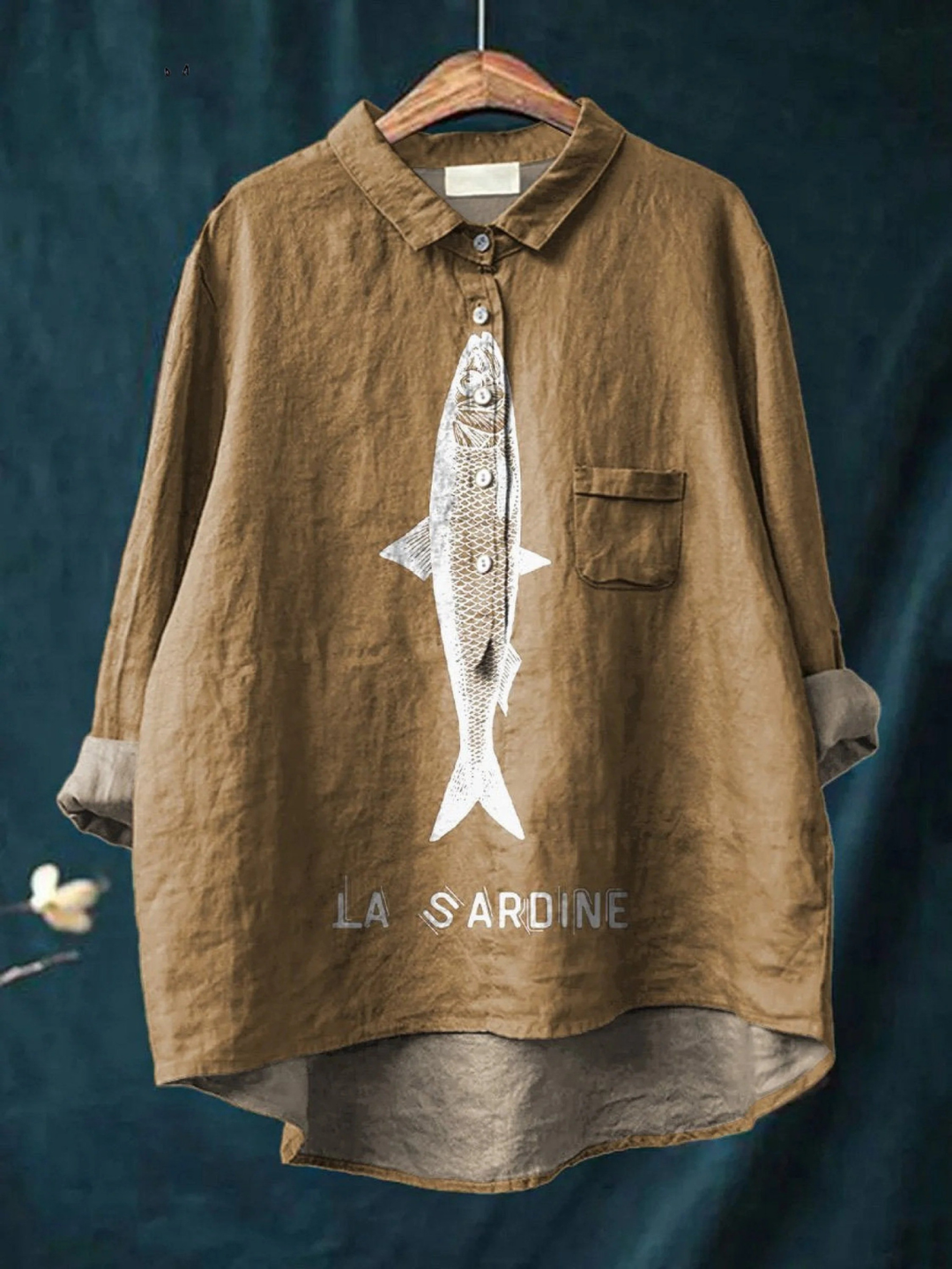 Faye | Camiseta Casual Impresa con Gráfico de Sardina para Mujeres