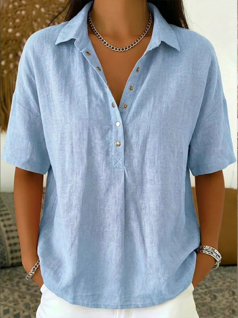 Amara | Blusa con cuello y detalle de botón