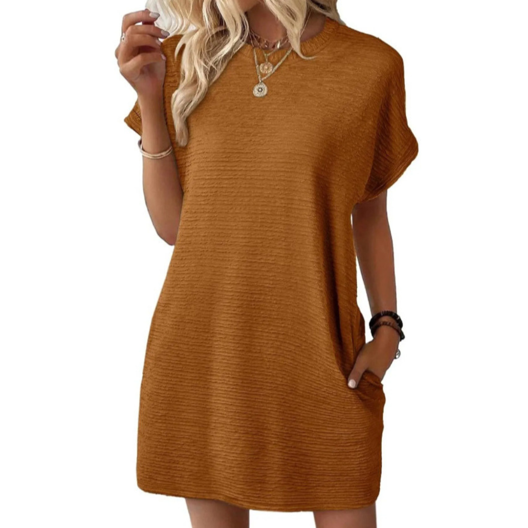 EVASHA™ | Vestido Mini de Verano Casual Minimalista con Cuello Redondo