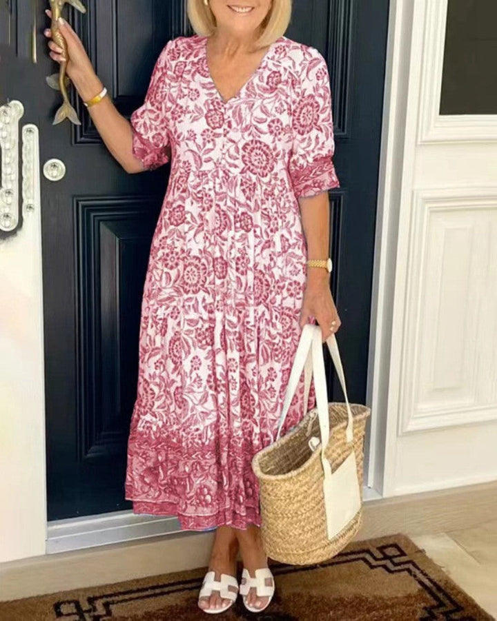 Keisha | Vestido Maxi Floral con Escote en V Elegante