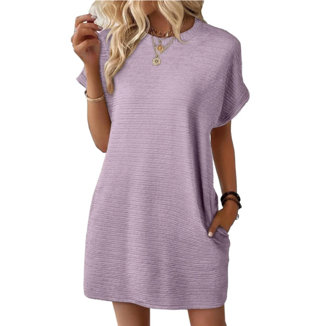 EVASHA™ | Vestido Mini de Verano Casual Minimalista con Cuello Redondo
