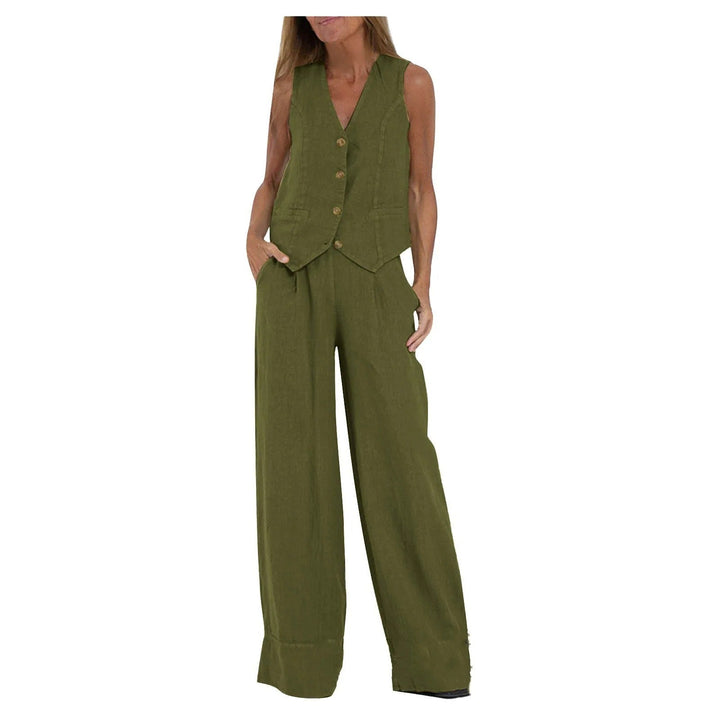 Abril | Conjunto de Chaleco a Medida y Pantalones de Pierna Ancha de Algodón