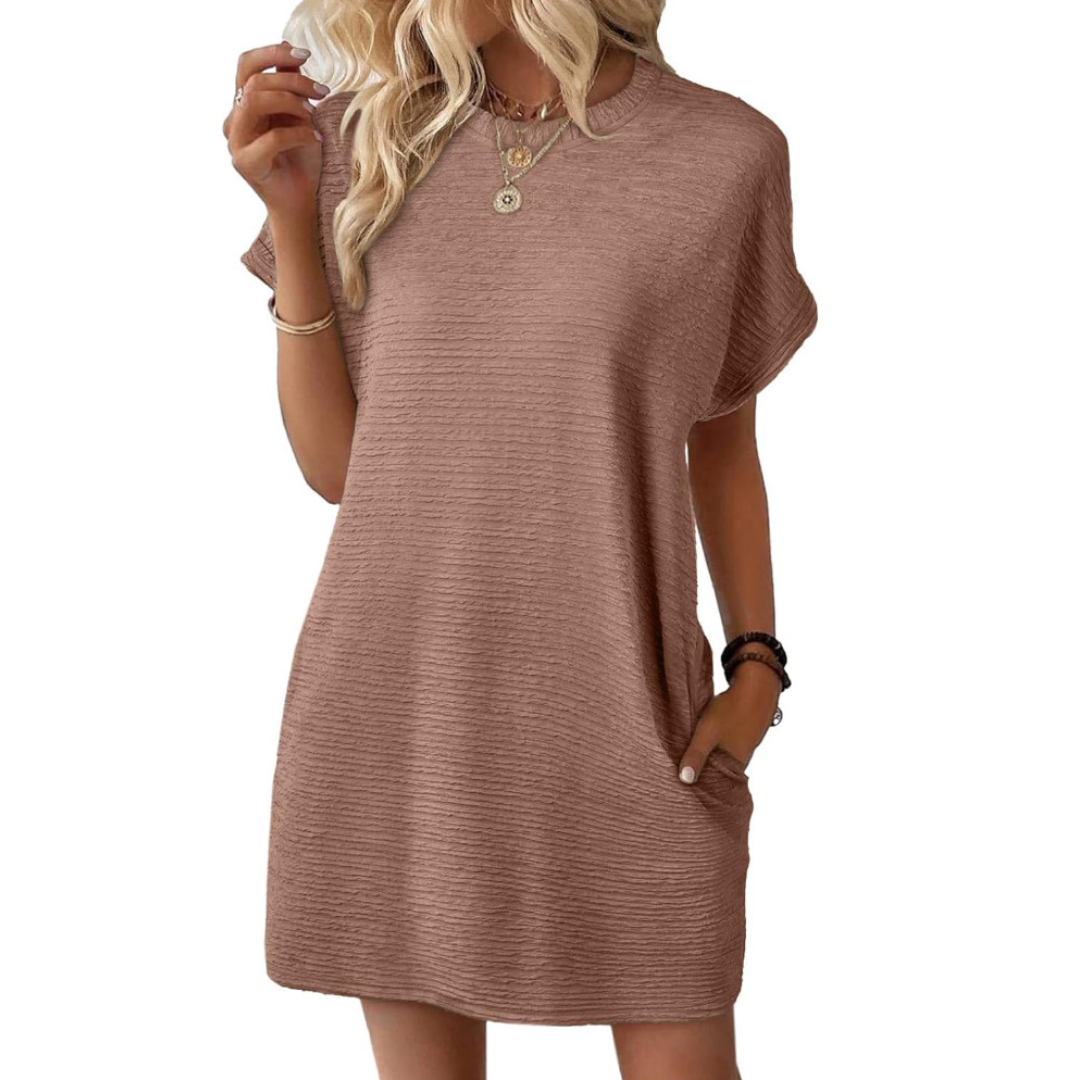 EVASHA™ | Vestido Mini de Verano Casual Minimalista con Cuello Redondo