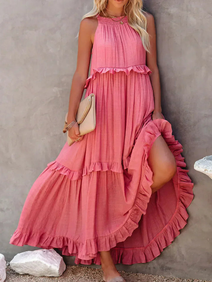Robyn - Vestido Maxi con Volantes y Cuello Halter