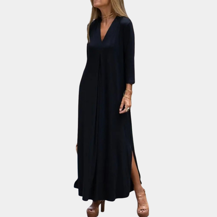 Vestido Maxi con Escote en V | Diseño Veraniego A-Line Fluyente
