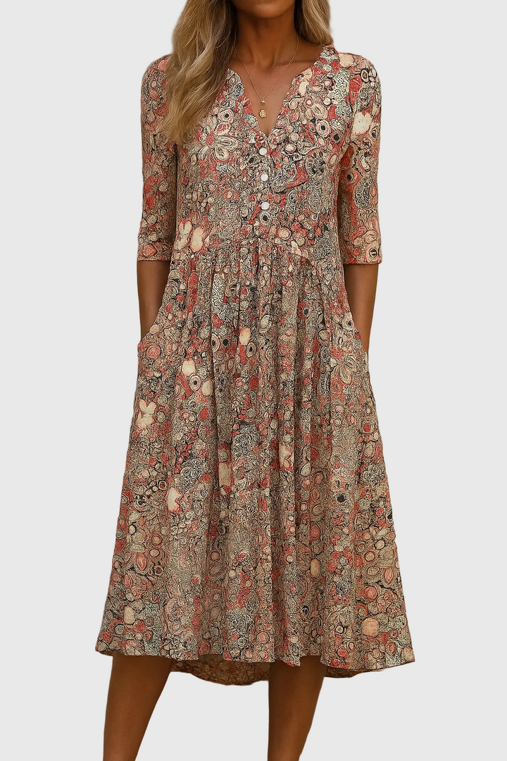 Harlow | Elegante vestido midi con escote en V