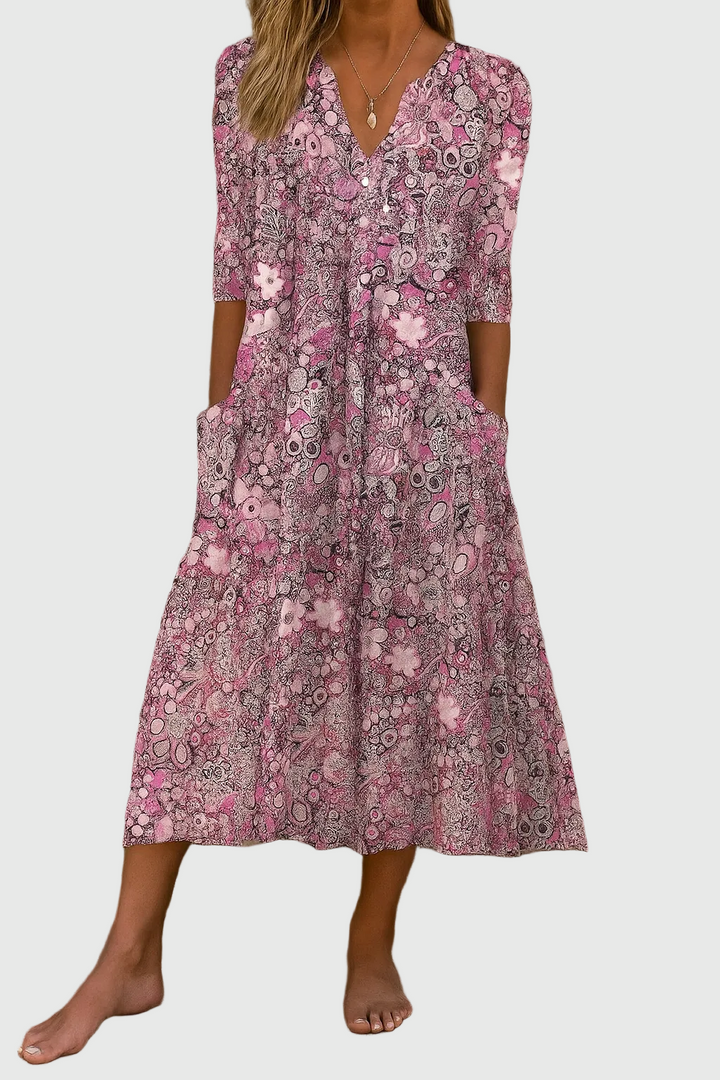 Harlow | Elegante vestido midi con escote en V