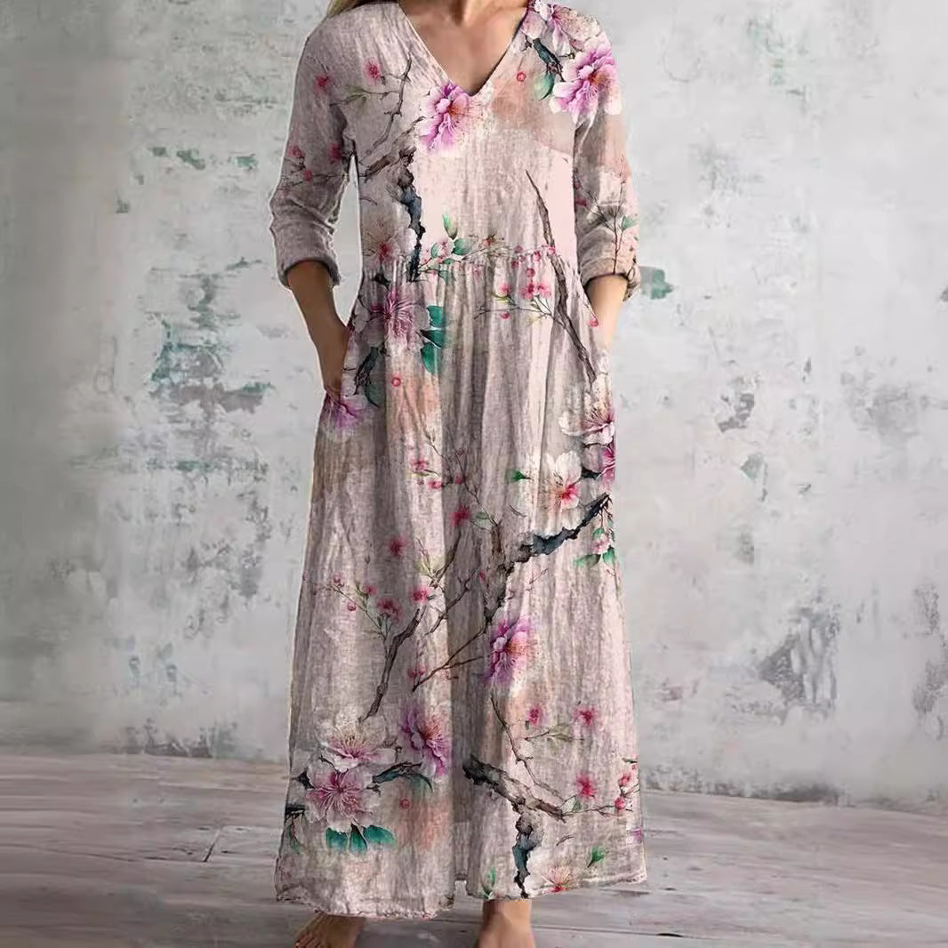 Alyvia | Vestido de Verano con Escote en V y Patrón Floral