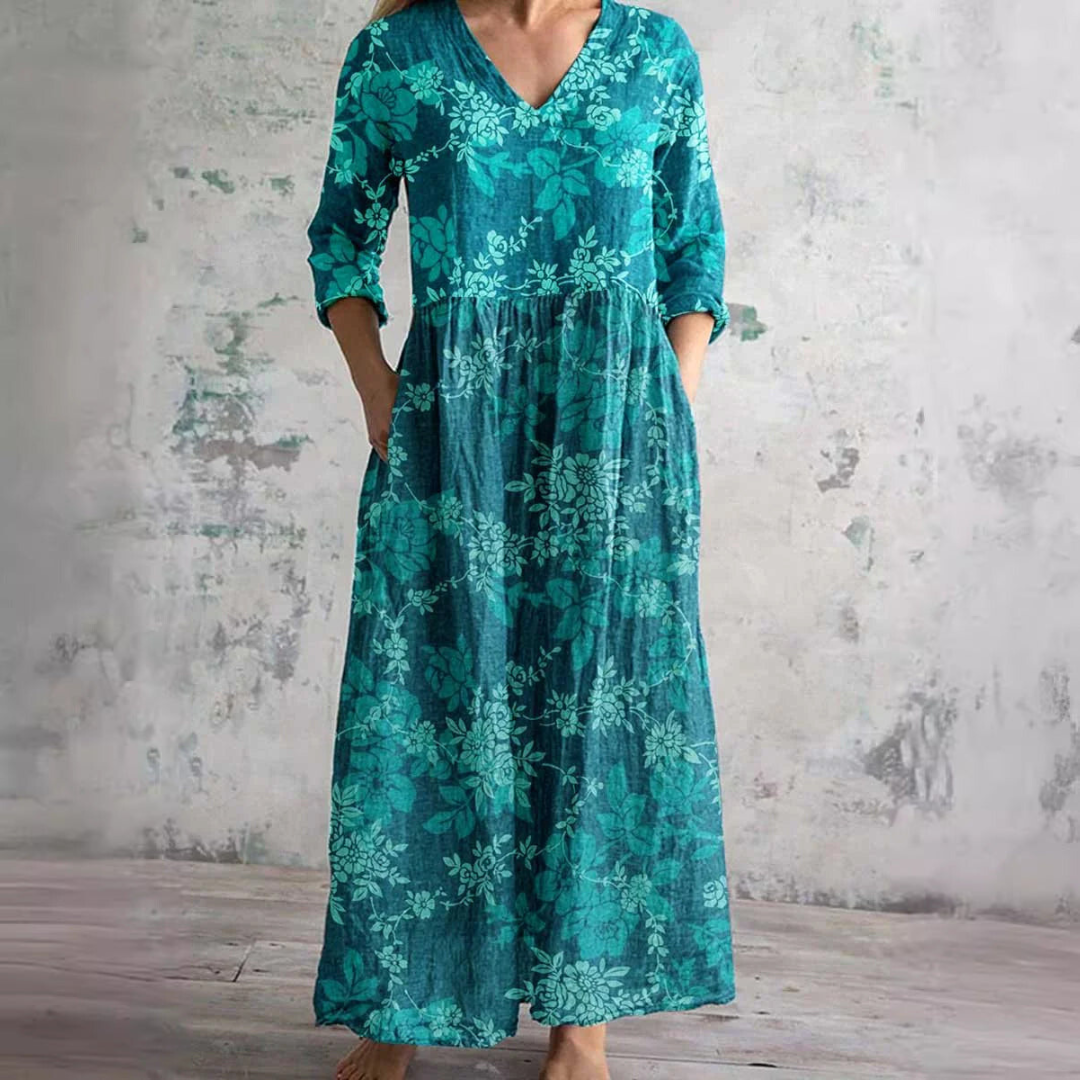 Alyvia | Vestido de Verano con Escote en V y Patrón Floral