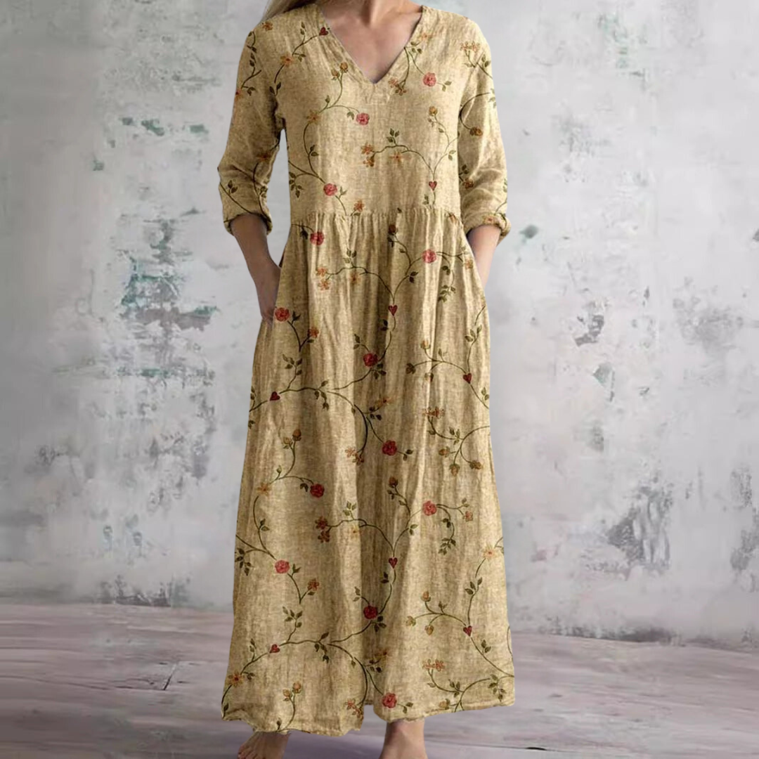 Alyvia | Vestido de Verano con Escote en V y Patrón Floral
