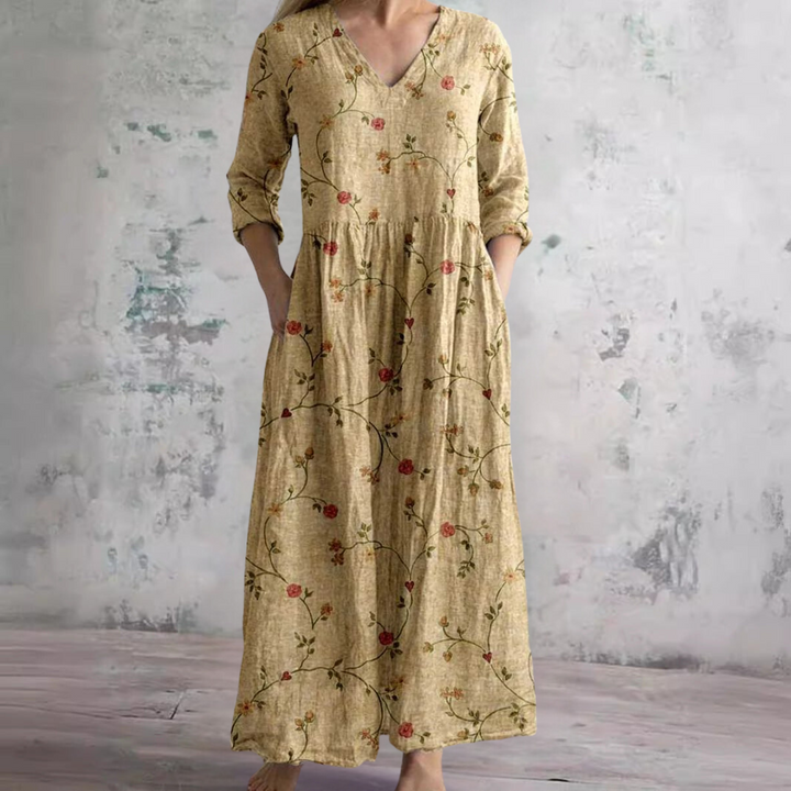 Alyvia | Vestido de Verano con Escote en V y Patrón Floral