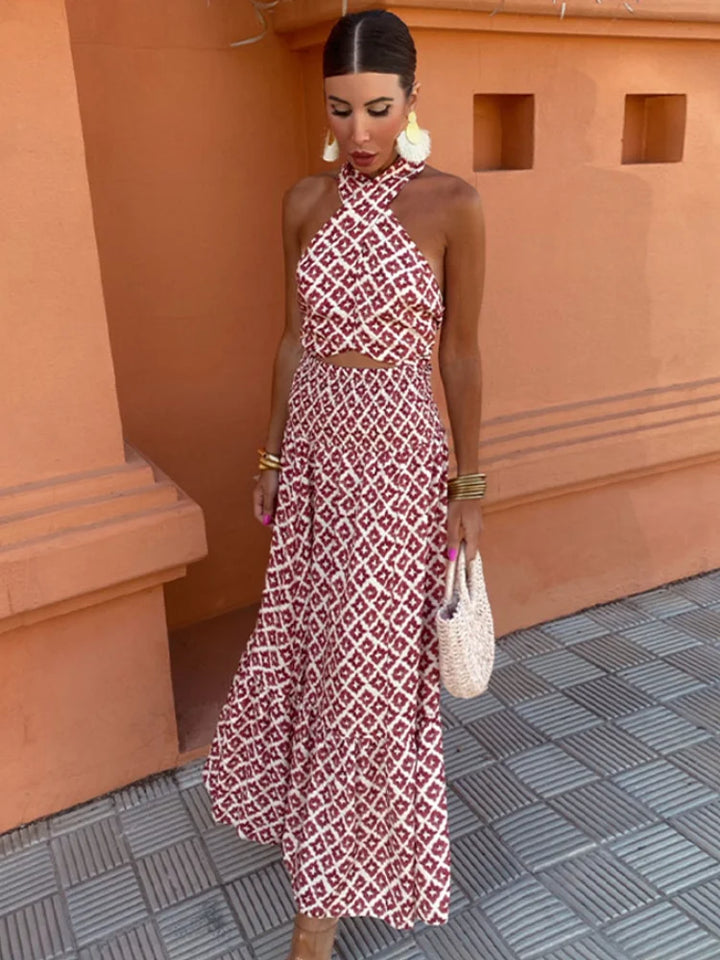Mickay™ | Elegante vestido midi con drapeado y tirantes off-the-shoulder