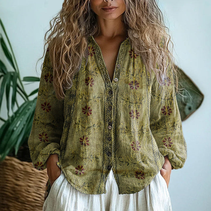 Brianna | Camisa elegante vintage con estampado floral