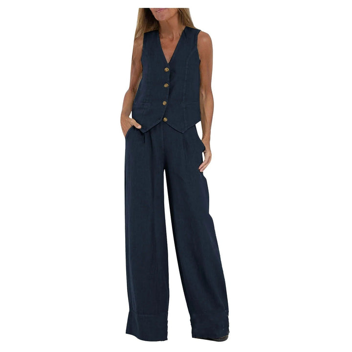 Abril | Conjunto de Chaleco a Medida y Pantalones de Pierna Ancha de Algodón
