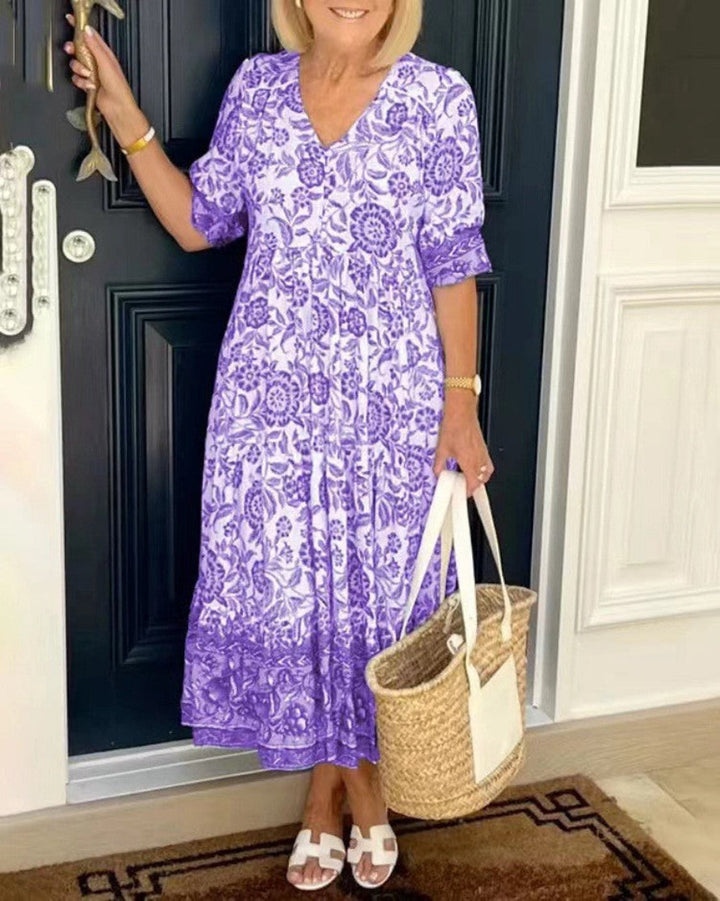 Keisha | Vestido Maxi Floral con Escote en V Elegante