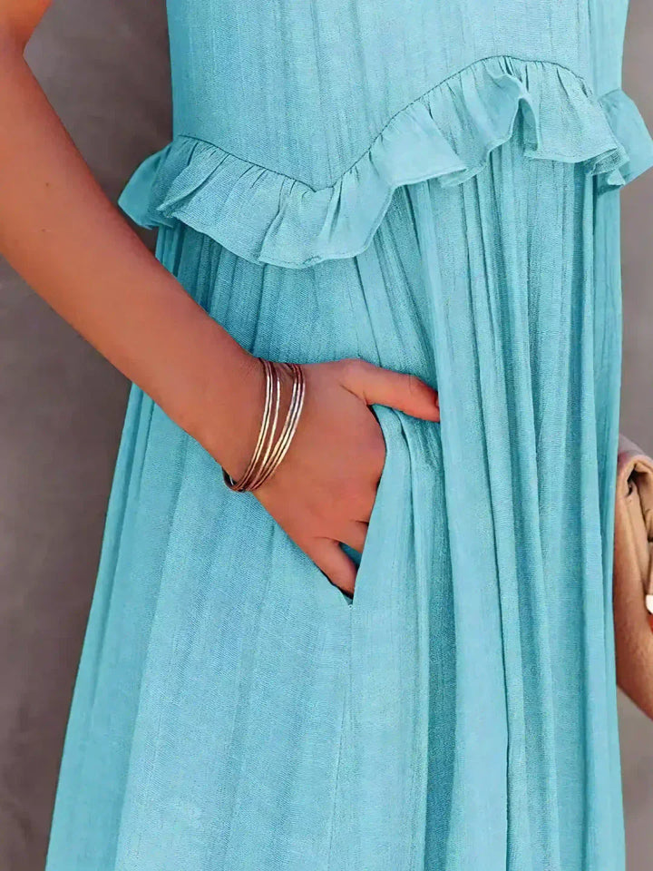 Robyn - Vestido Maxi con Volantes y Cuello Halter