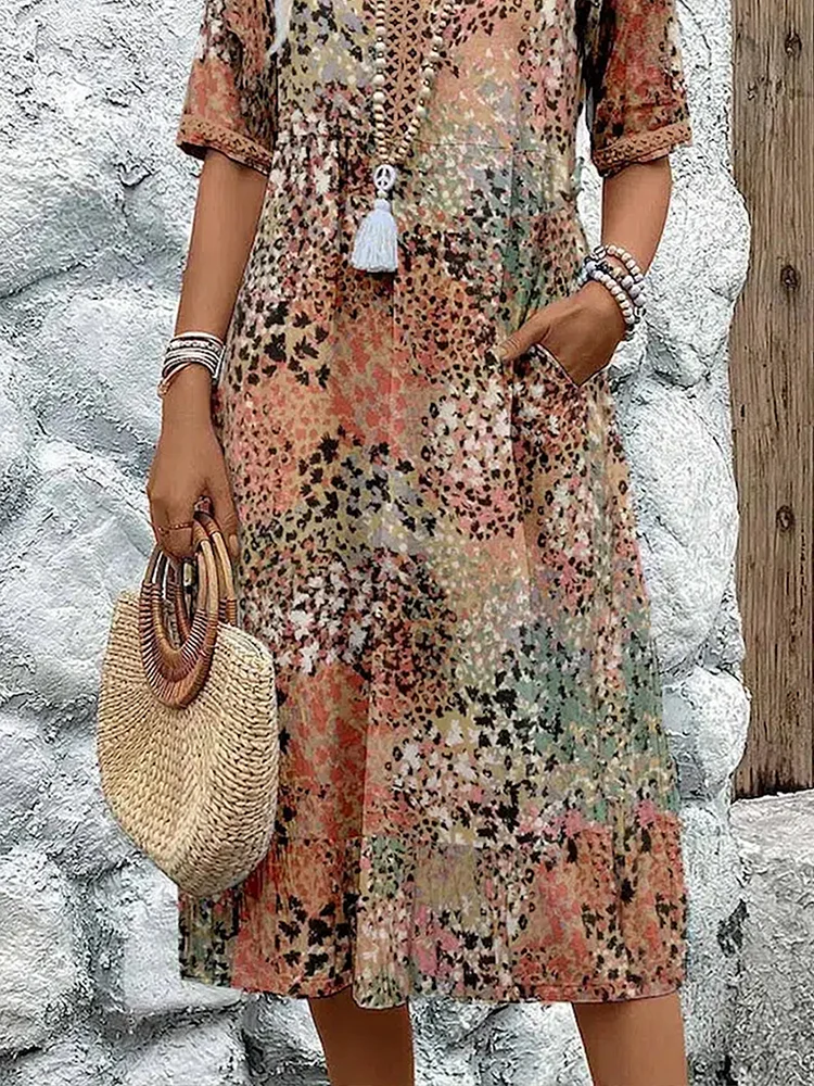 Sofía | Elegante Vestido Midi Floral con Cobertura para el Abdomen