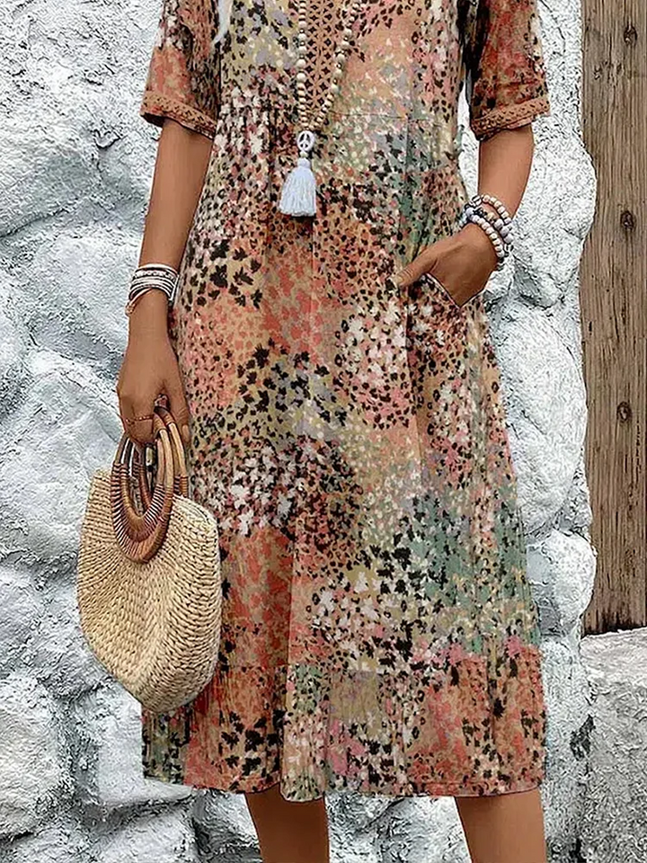 Sofía | Elegante Vestido Midi Floral con Cobertura para el Abdomen