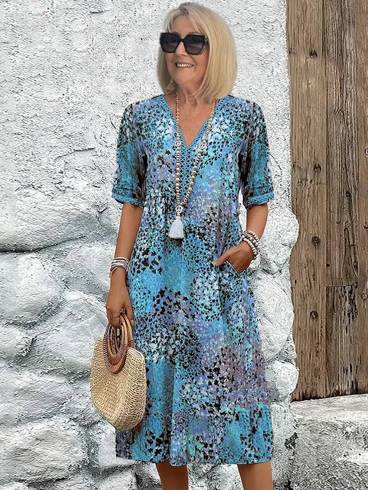 Sofía | Elegante Vestido Midi Floral con Cobertura para el Abdomen