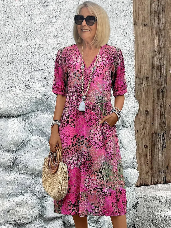 Sofía | Elegante Vestido Midi Floral con Cobertura para el Abdomen