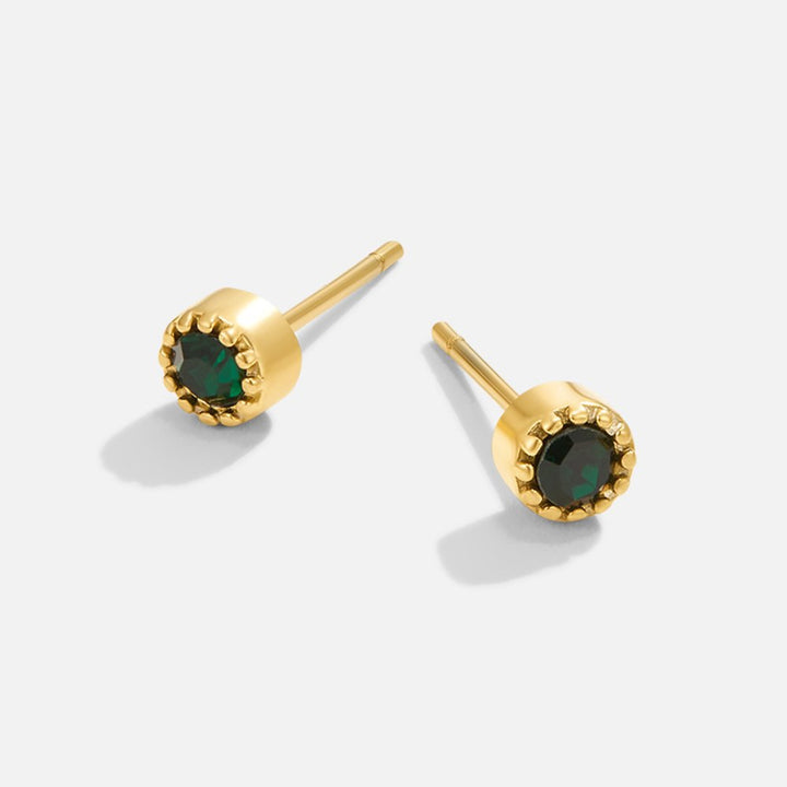 Pendientes de botón verde esmeralda