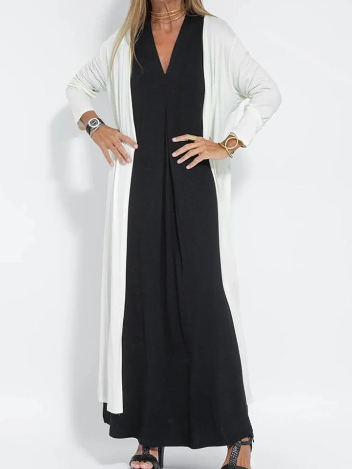 Vestido Maxi Sin Mangas de Cuello en V de Talla Grande
