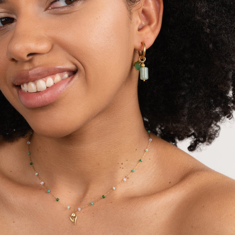 Collar de Perlas de Tulipanes Dorados