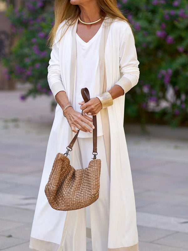 Julia | Conjunto de Chaleco y Chaqueta de Cardigan Sin Mangas de Color Contraste