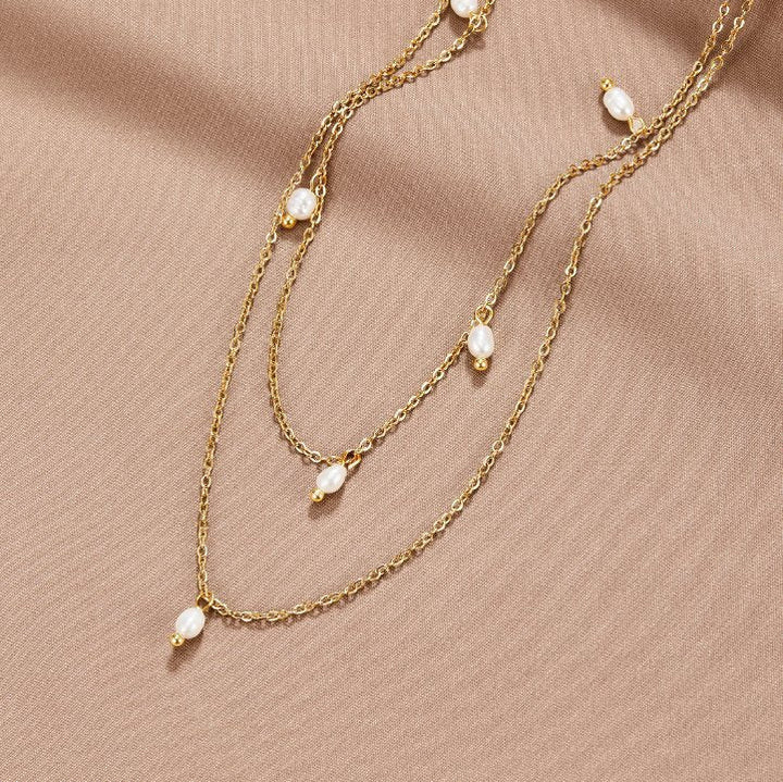Collar de capas con gotas de perla Kay
