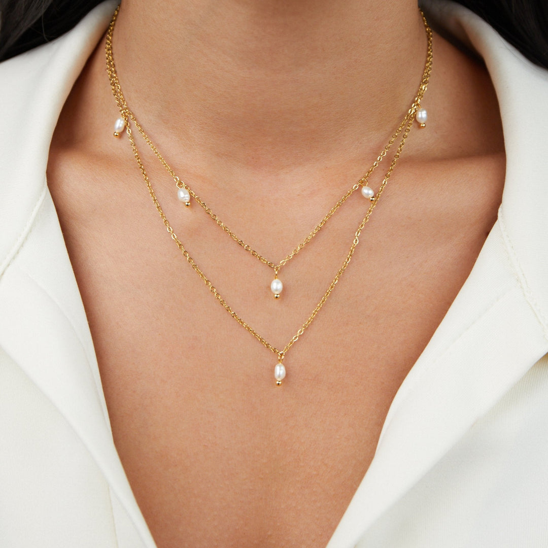 Collar de capas con gotas de perla Kay