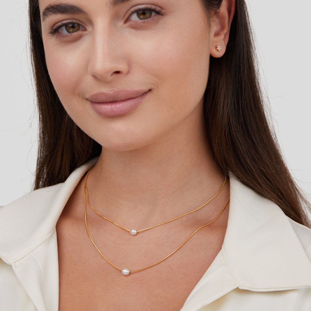 Collar de perlas de agua dulce en capas