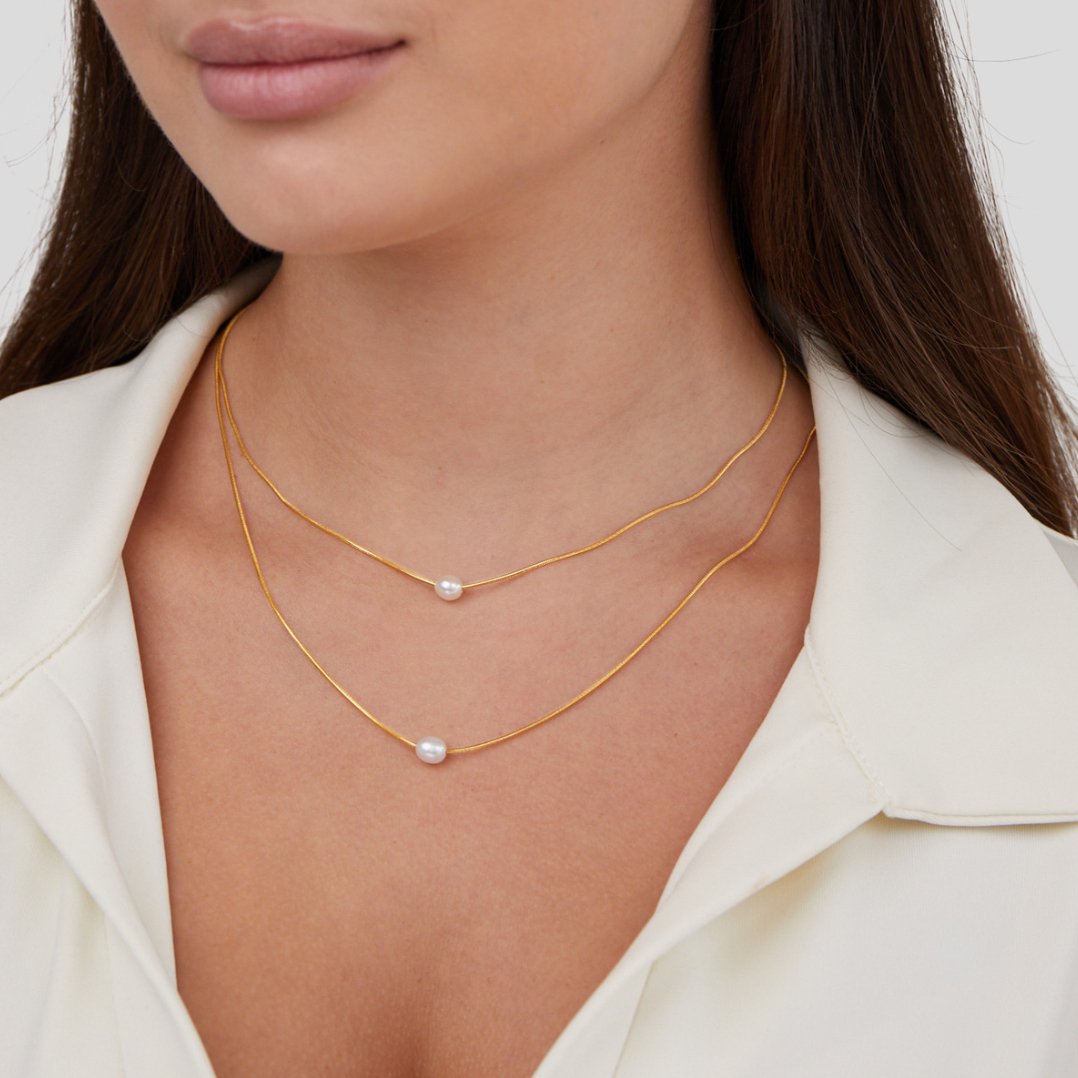 Collar de perlas de agua dulce en capas
