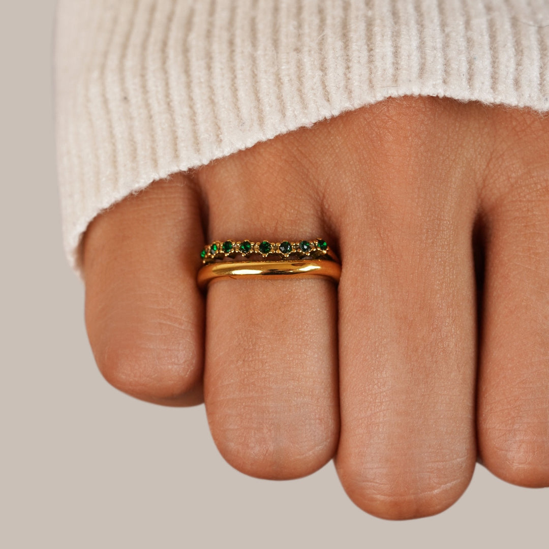 Celia - Anillo estratificado en verde esmeralda